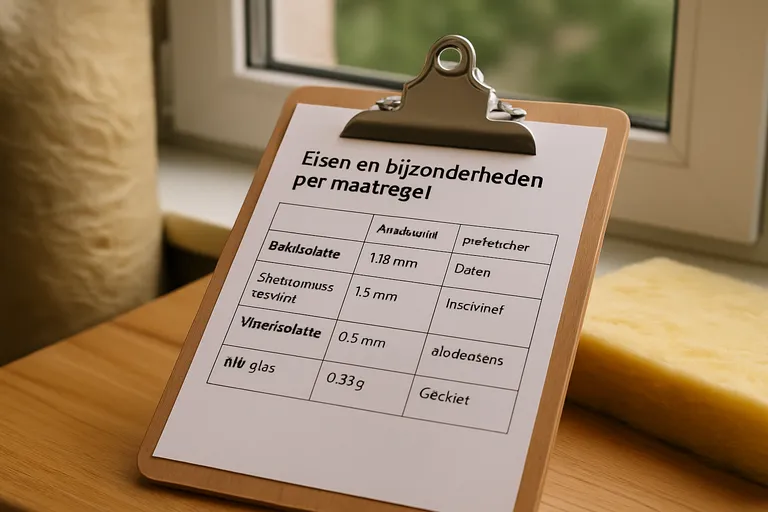 Eisen en bijzonderheden per maatregel