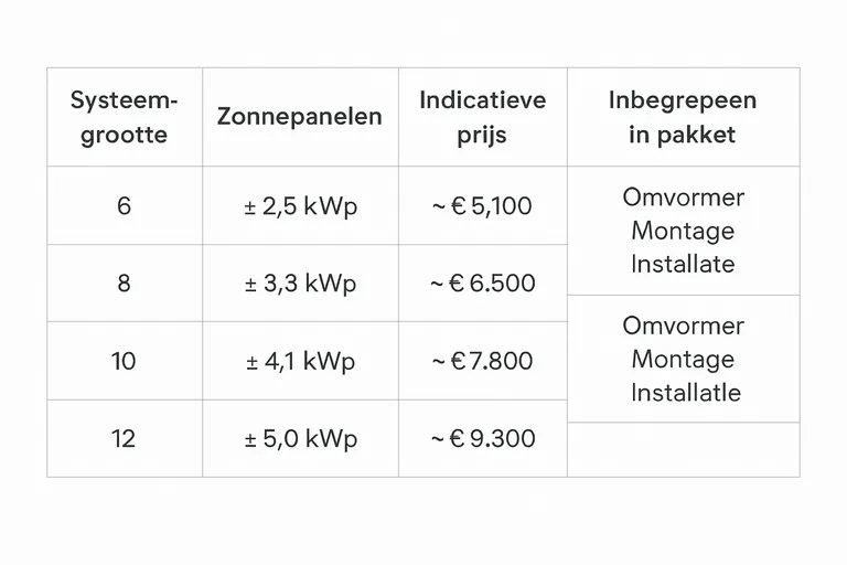 Indicatieve prijzen en pakketten